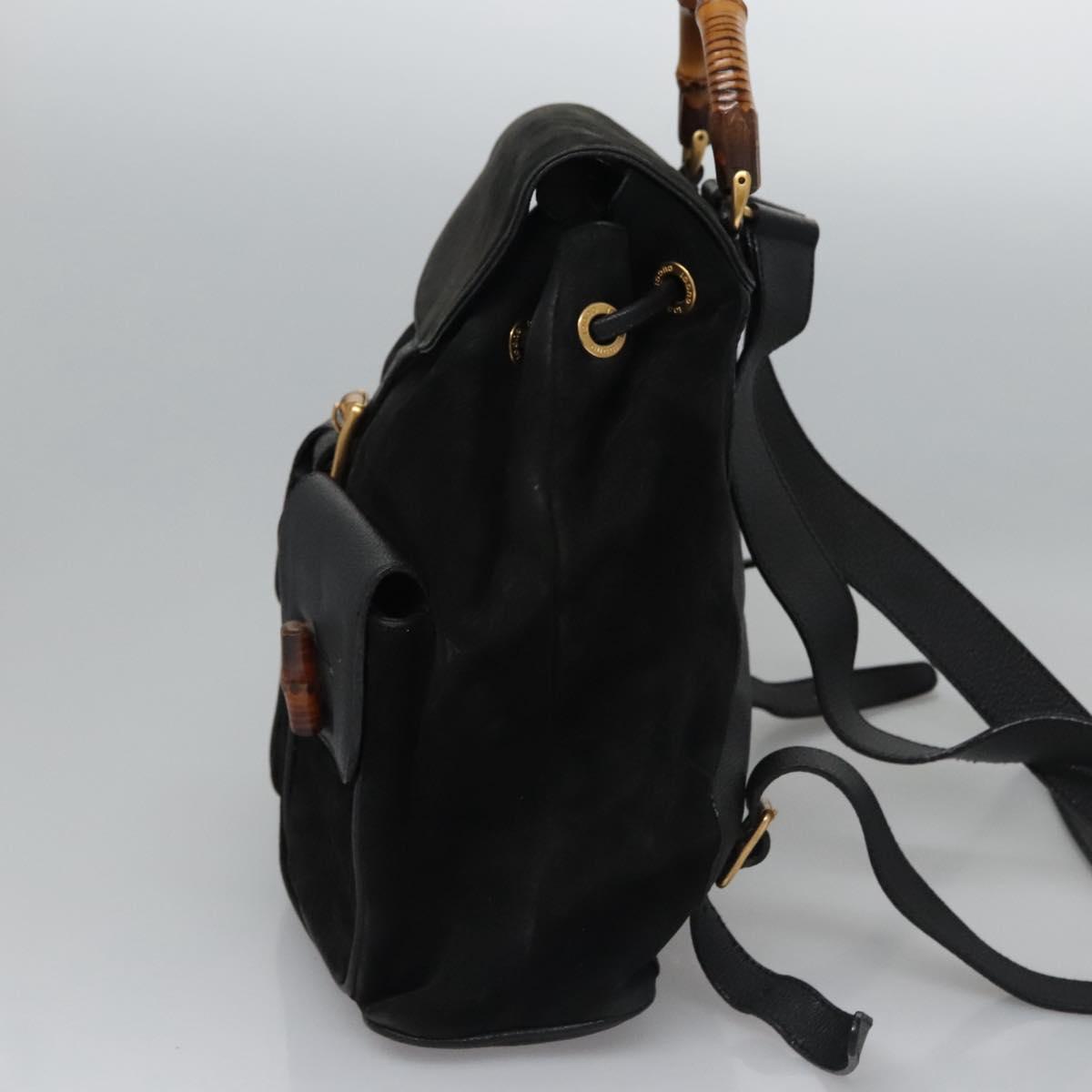 Gucci Bamboo Black Suede Backpack Bag