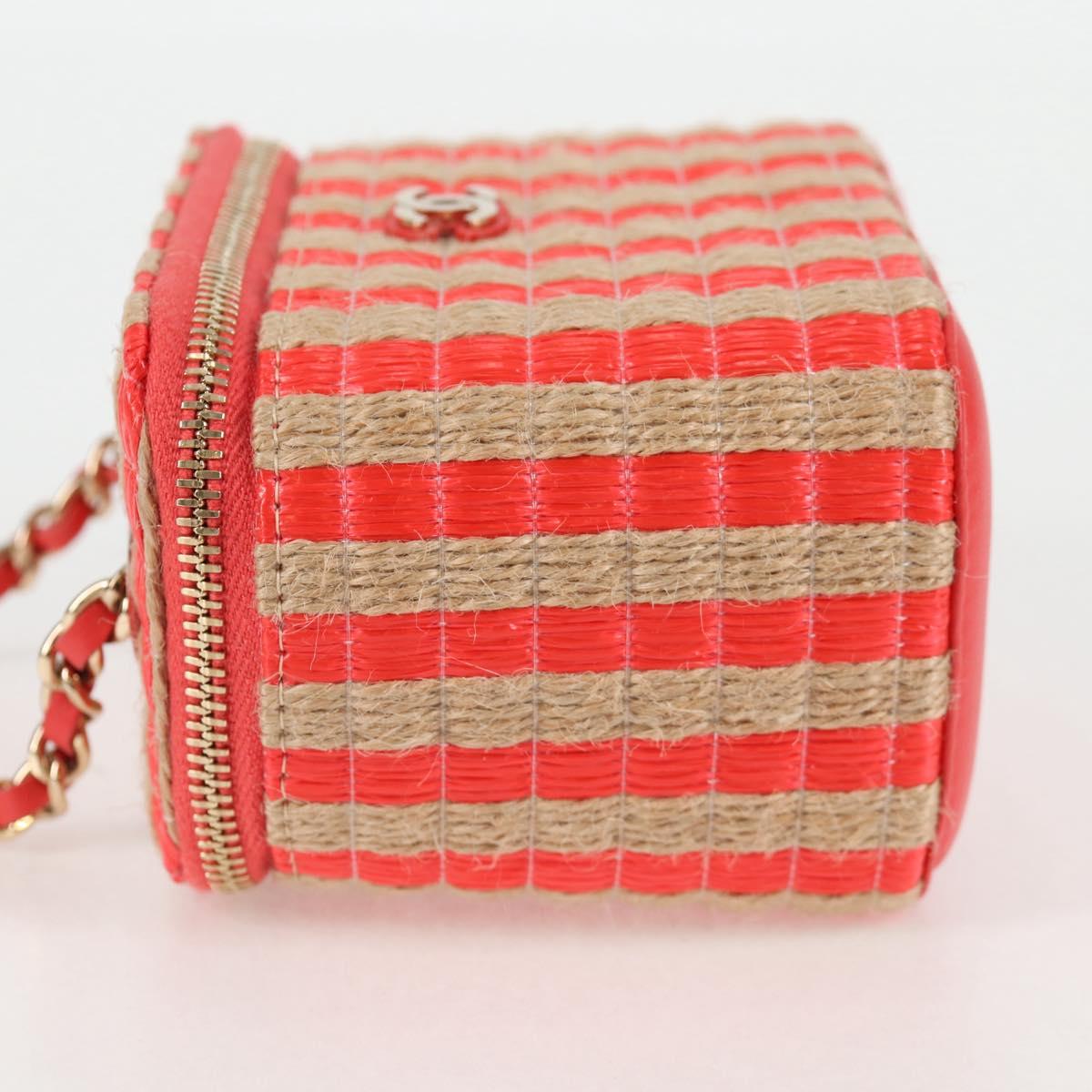 Chanel Vanity Red Canvas Clutch Bag