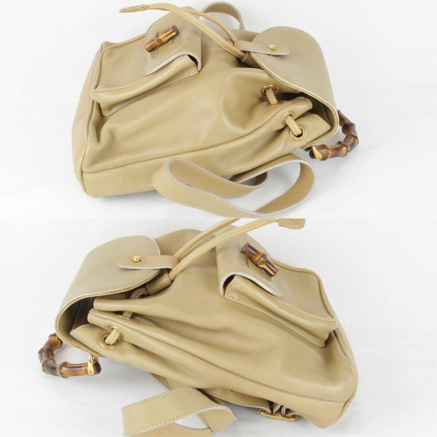 Gucci Bamboo Beige Leather Backpack