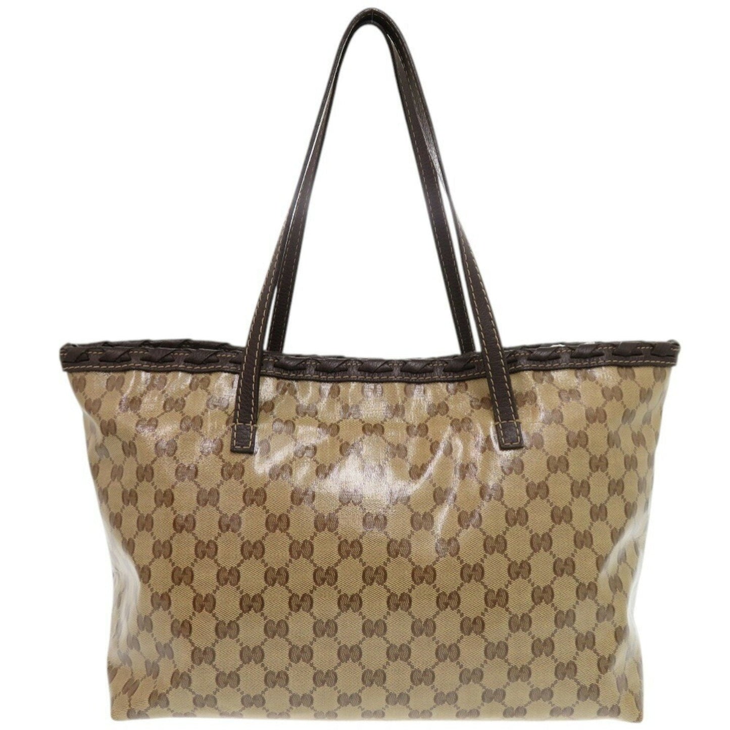 Gucci Beige Gg Crystal Leather Tote Bag