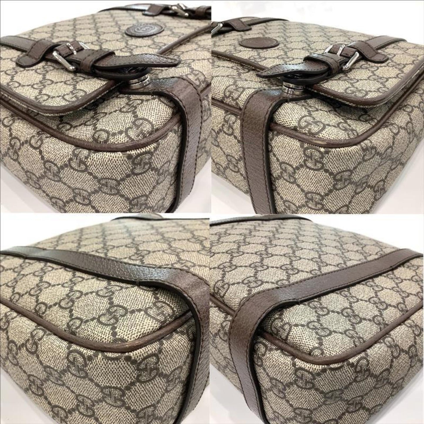 Gucci Beige Dark Brown Pvc Leather Messenger Bag Shoulder Bag