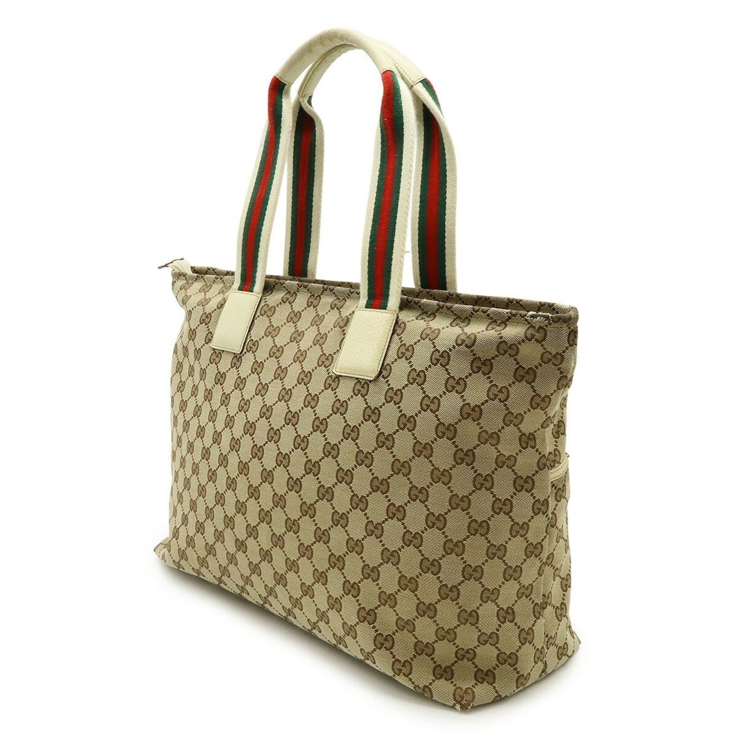 Gucci Beige Green Ivory Khaki Red Color Gg Canvas Leather Shoulder Bag Tote Bag