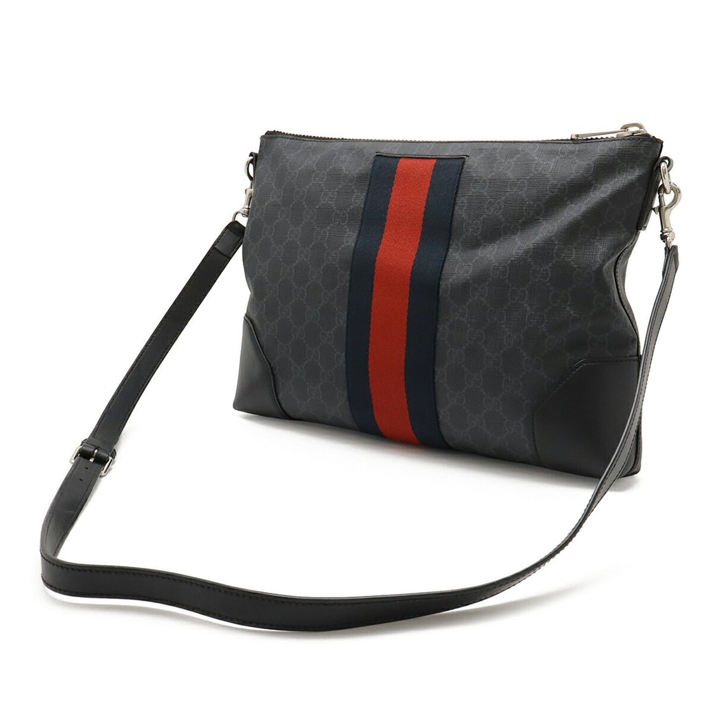 Gucci Black Gray Navy Red Color Gg Supreme Leather Clutch Bag Shoulder Bag