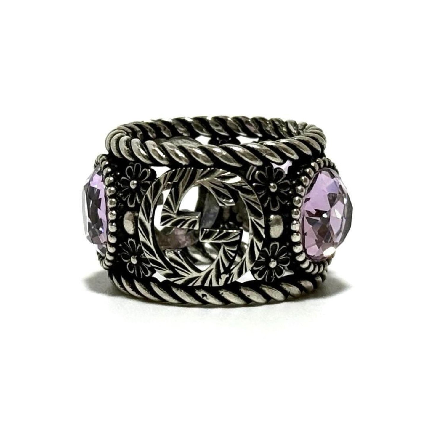 Gucci Silver Rhinestone Silver 925 Band Ring