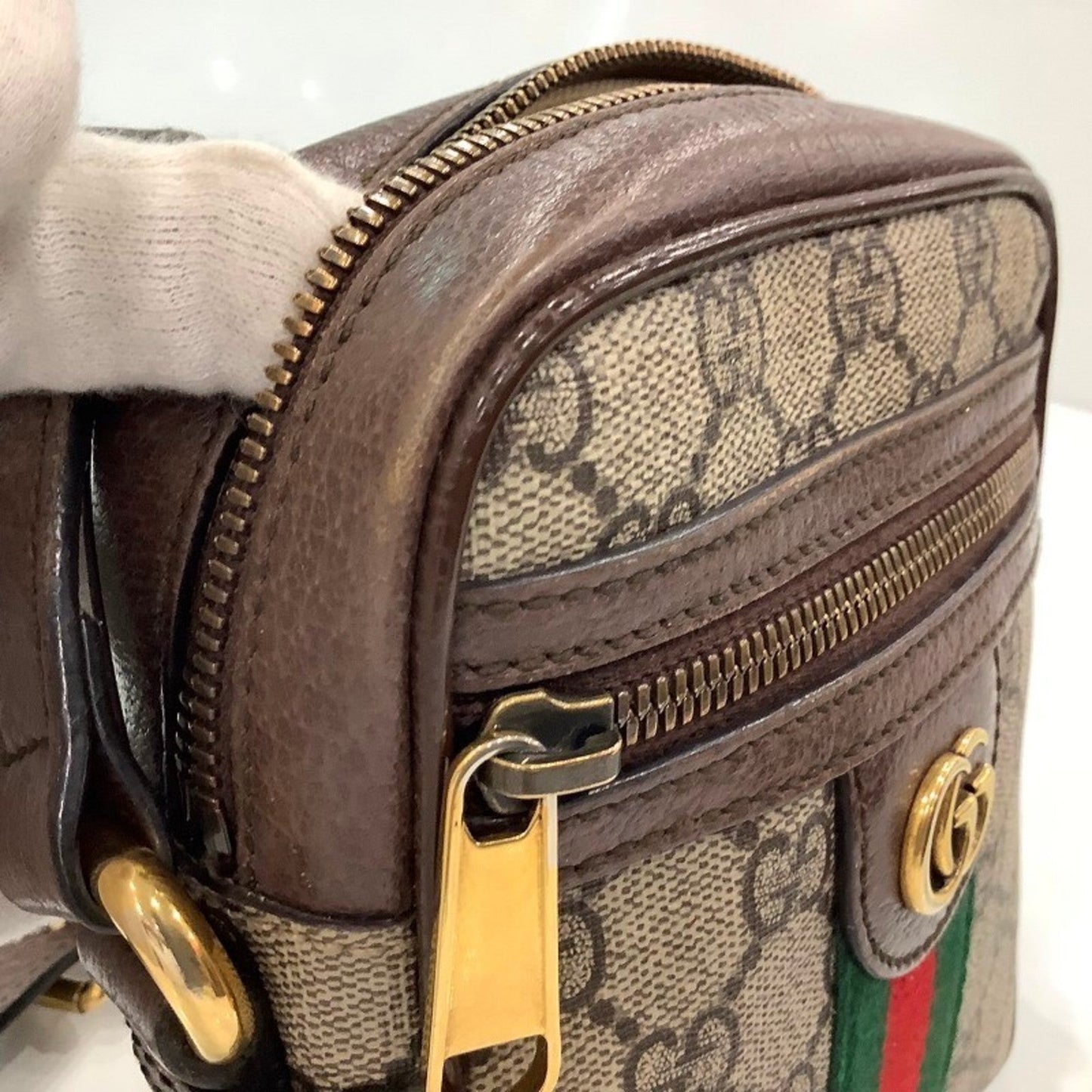 Gucci Ophidia Beige Brown Gg Supreme Leather Shoulder Bag