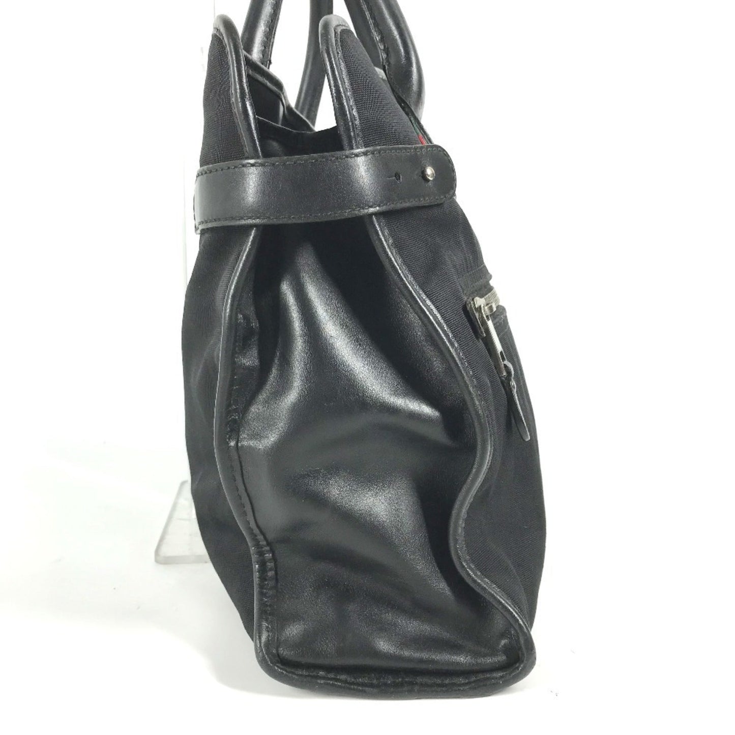 Gucci Black Nylon Leather Handbag Tote Bag