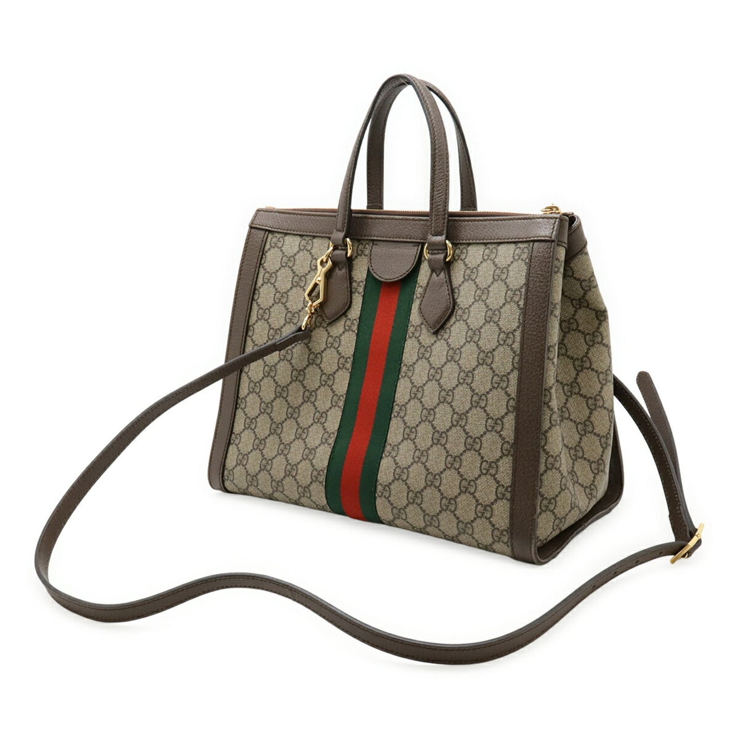Gucci Beige Brown Green Red Color Pvc Leather Handbag Shoulder Bag Tote Bag