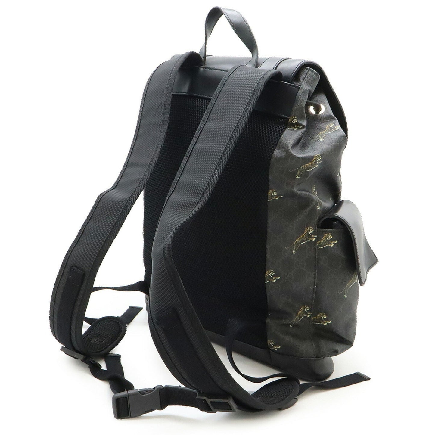 Gucci Sherry Line Black Gray Navy Red Color Pvc Leather Backpack