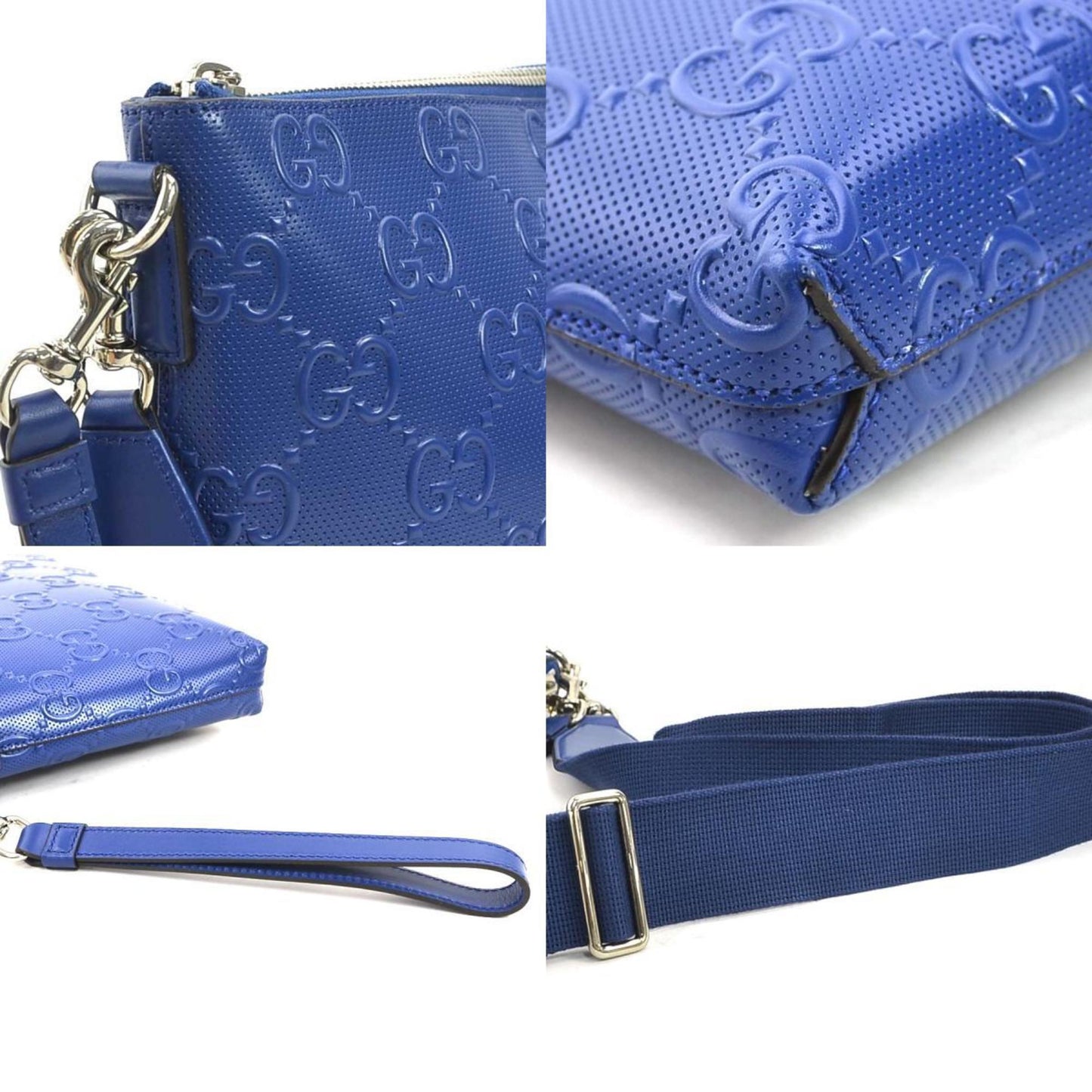 Gucci Blue Leather Clutch Bag Shoulder Bag