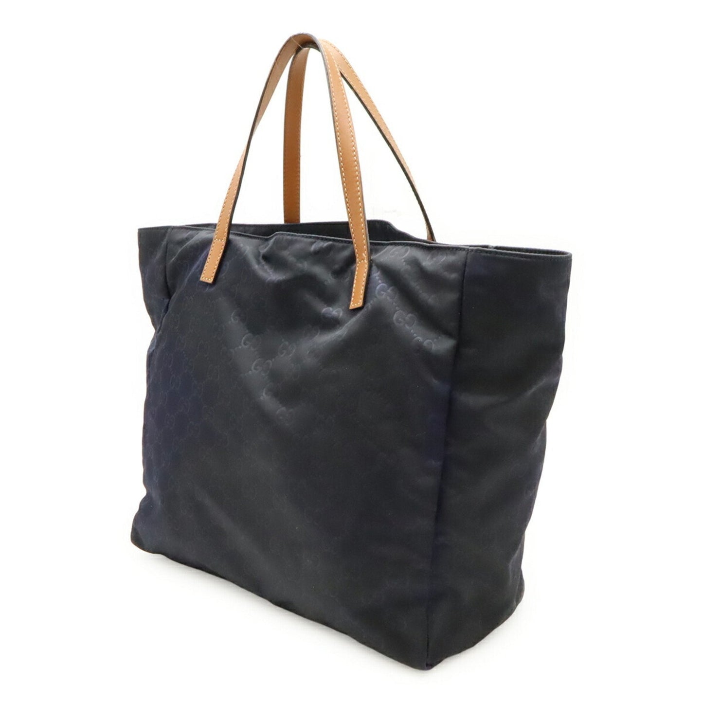 Gucci Black Brown Nylon Leather Handbag Tote Bag