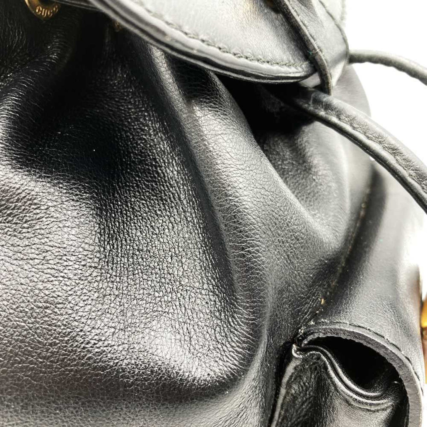 Gucci Black Leather Bamboo Backpack