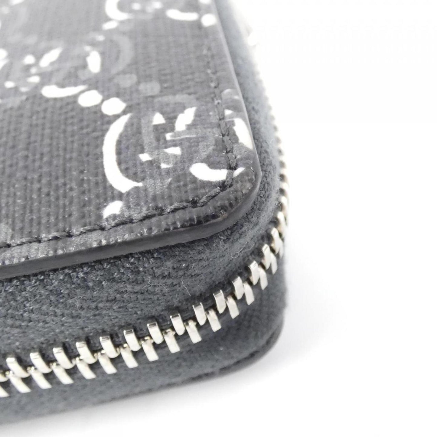 Gucci Gray White Coated Canvas Long Wallet (Bi-Fold)