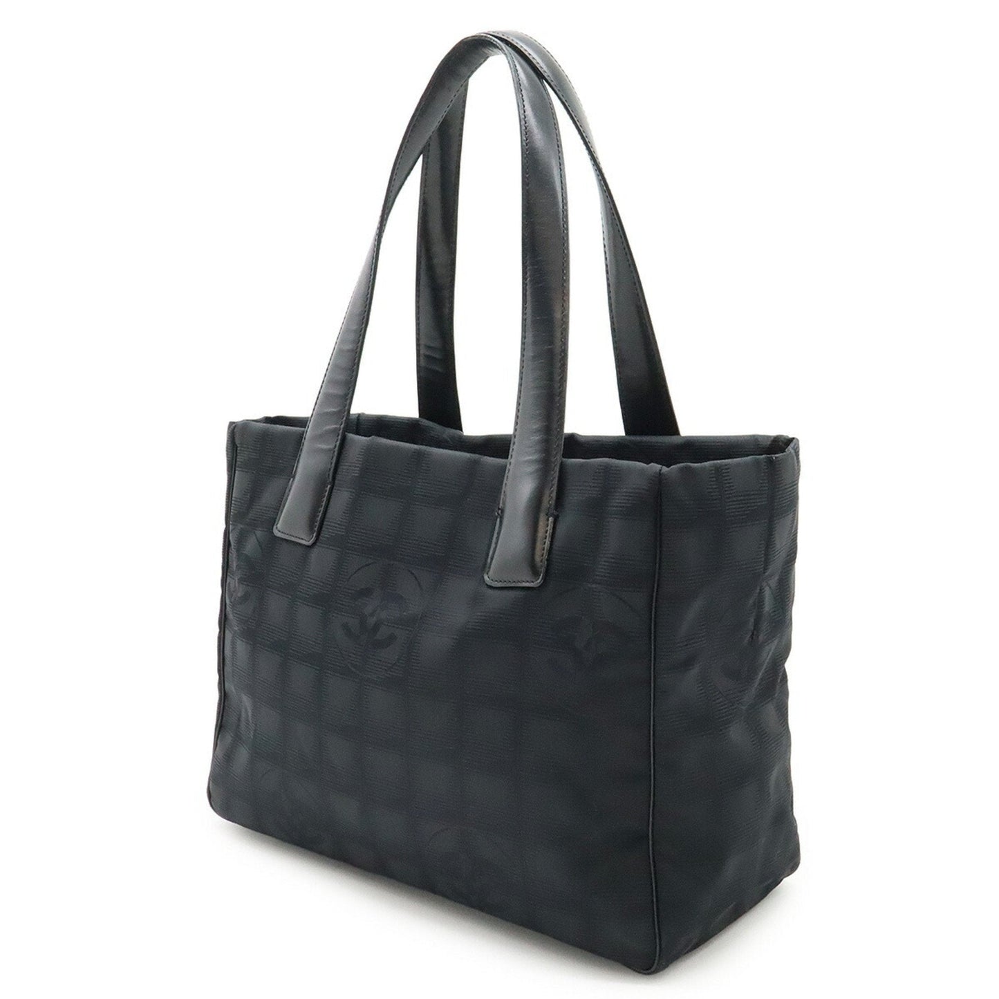 Chanel Black Nylon Leather Shoulder Bag Tote Bag