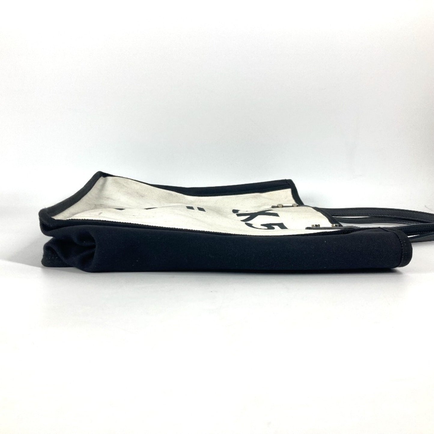 Chanel Black White Canvas Leather Shoulder Bag Tote Bag