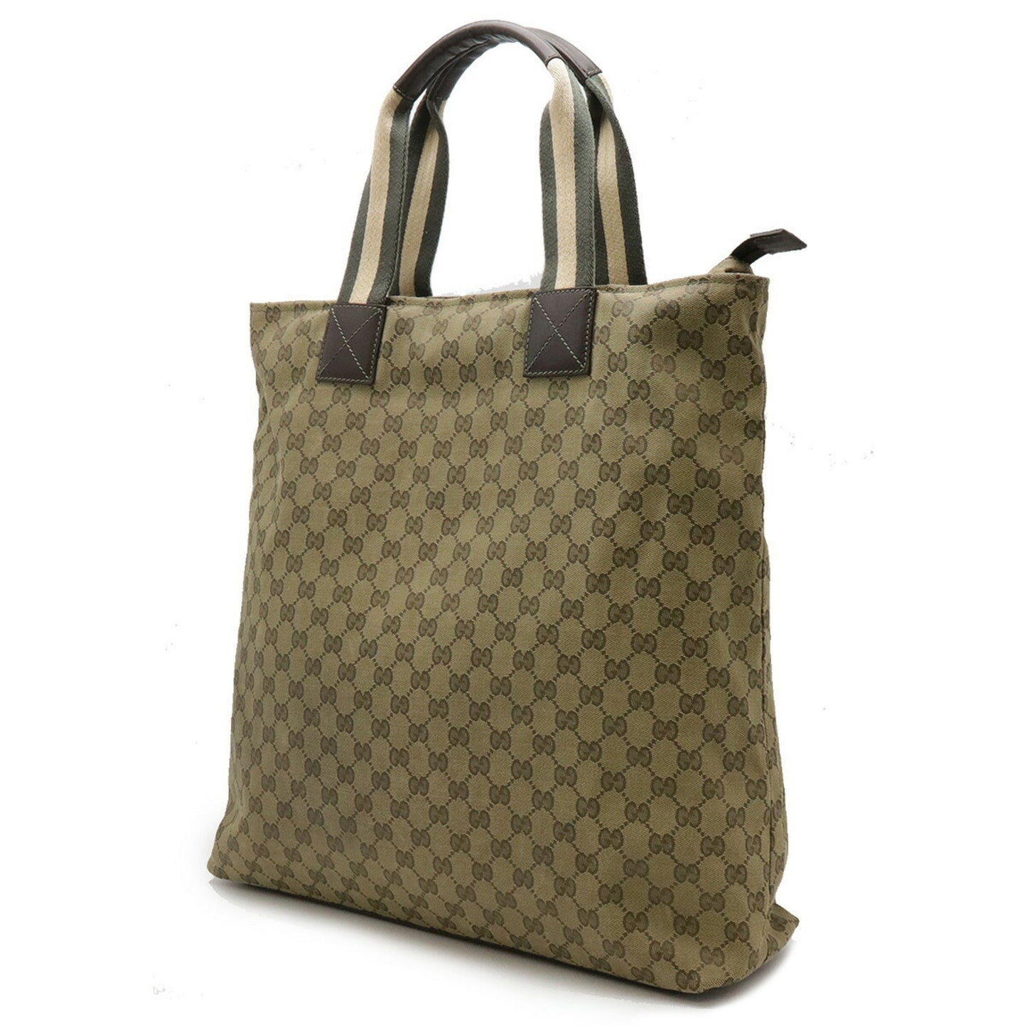 Gucci Gg Canvas Beige Dark Brown Green Khaki Gg Canvas Tote Bag