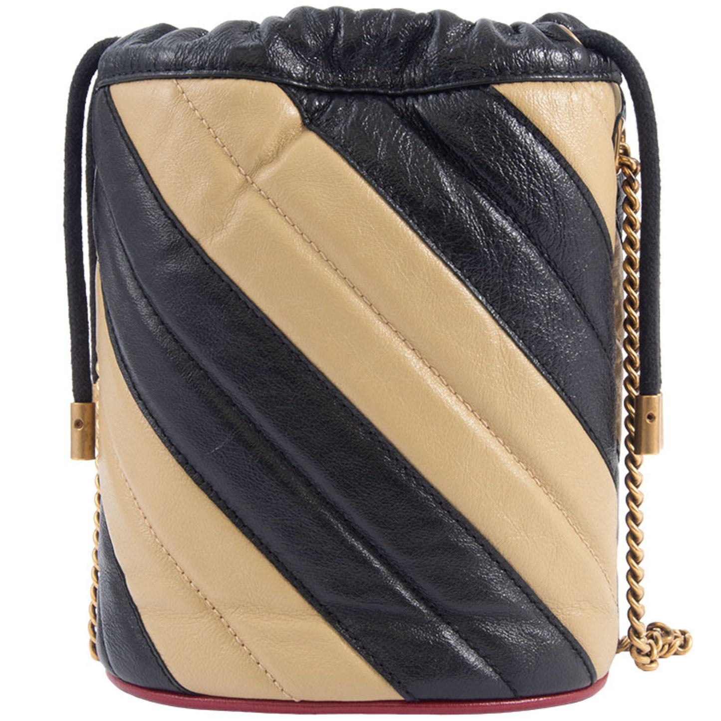 Gucci Beige Black Leather Shoulder Bag