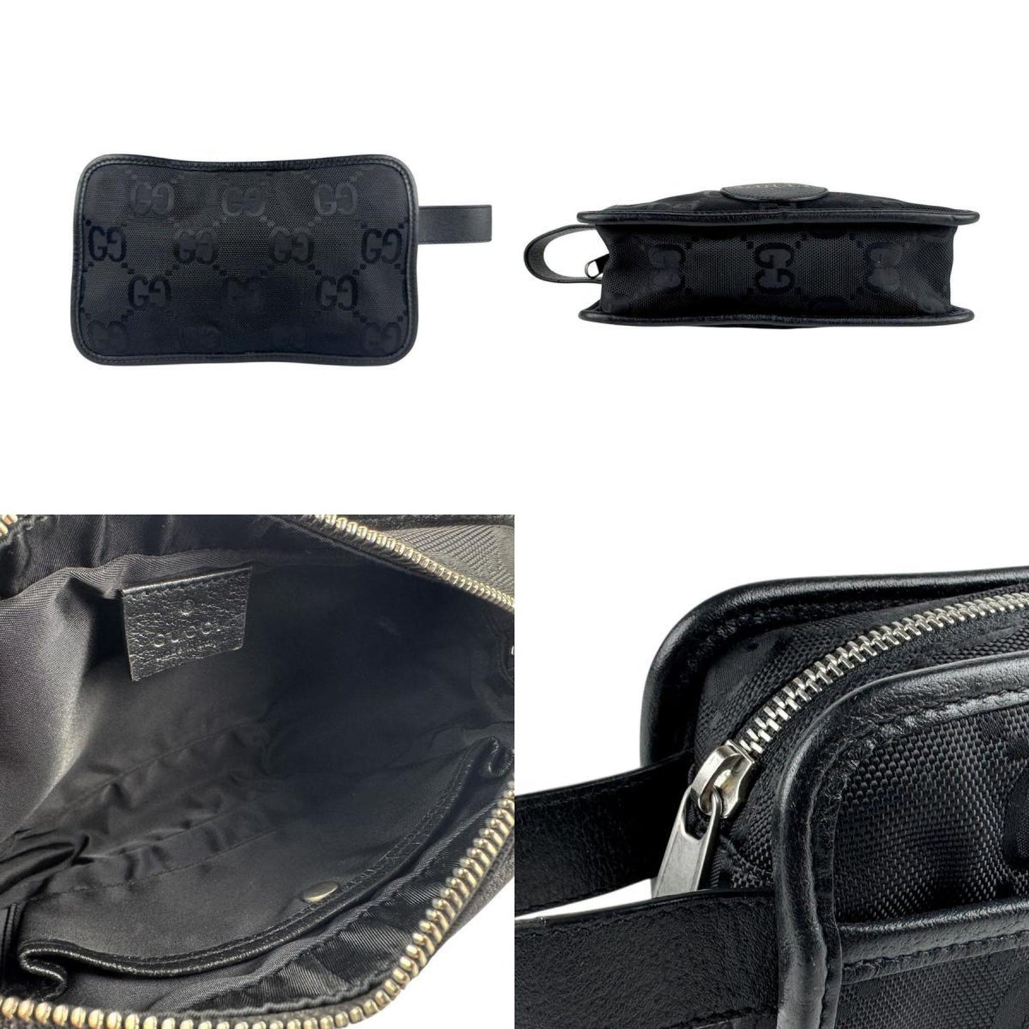 Gucci Black Nylon Canvas Leather Clutch Bag