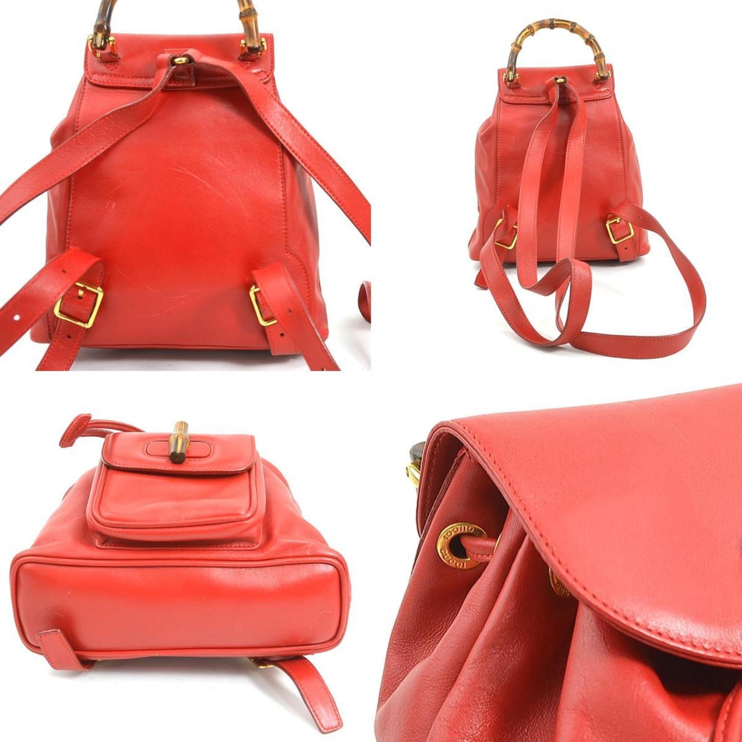 Gucci Red Color Leather Backpack