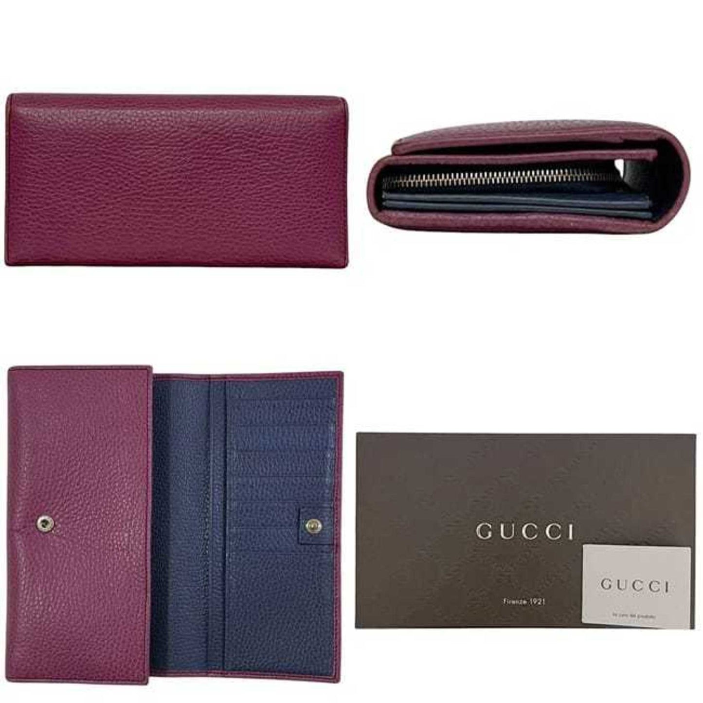 Gucci Purple Leather Long Wallet (Bi-Fold)