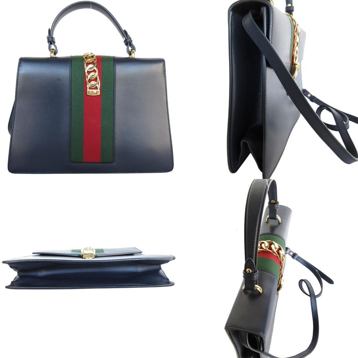 Gucci Navy Leather Handbag Shoulder Bag