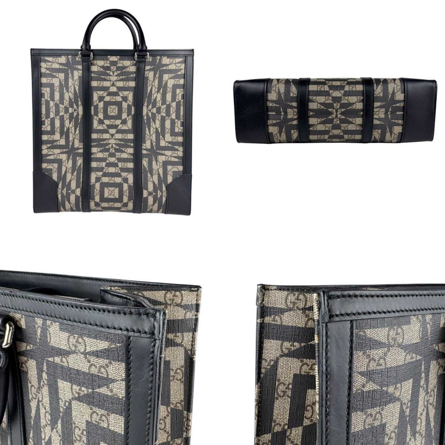 Gucci Beige Black Gg Supreme Canvas Handbag Shoulder Bag