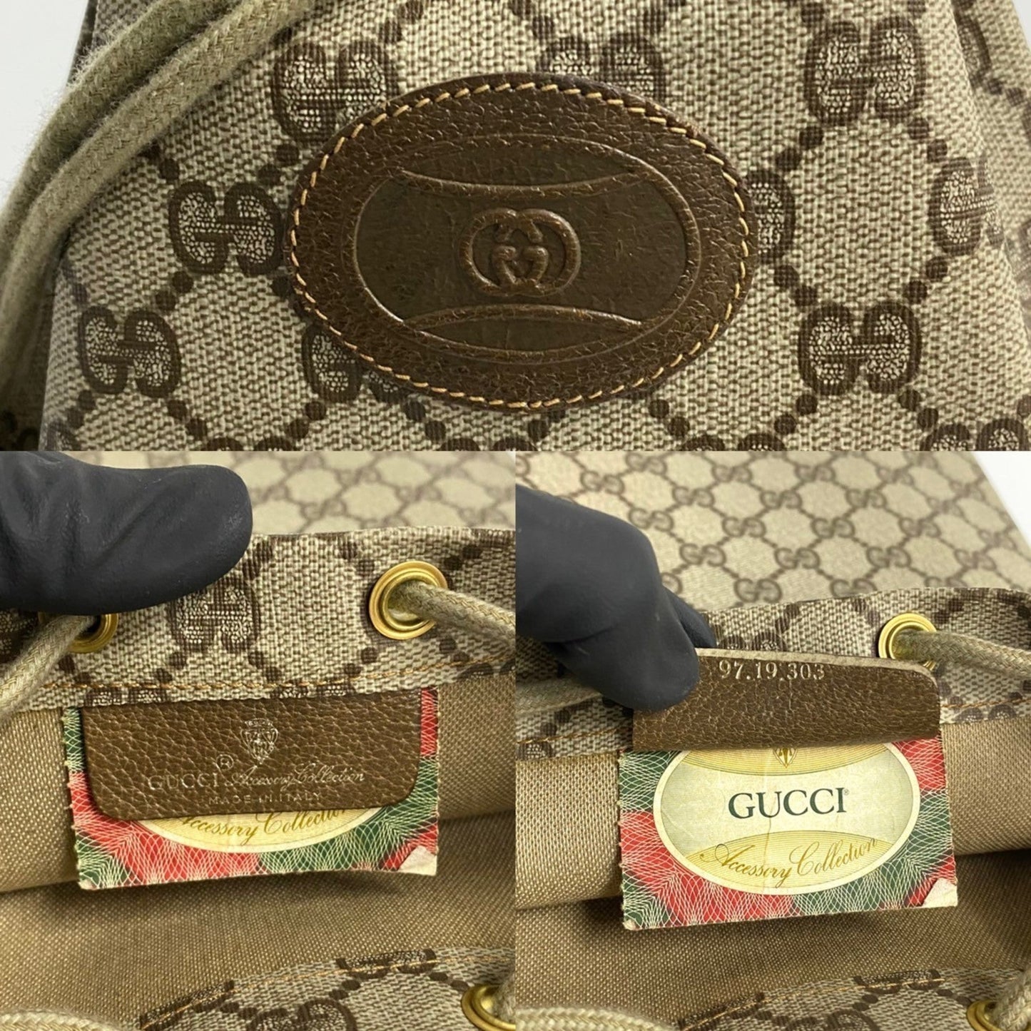 Gucci Brown Leather Pvc Handbag