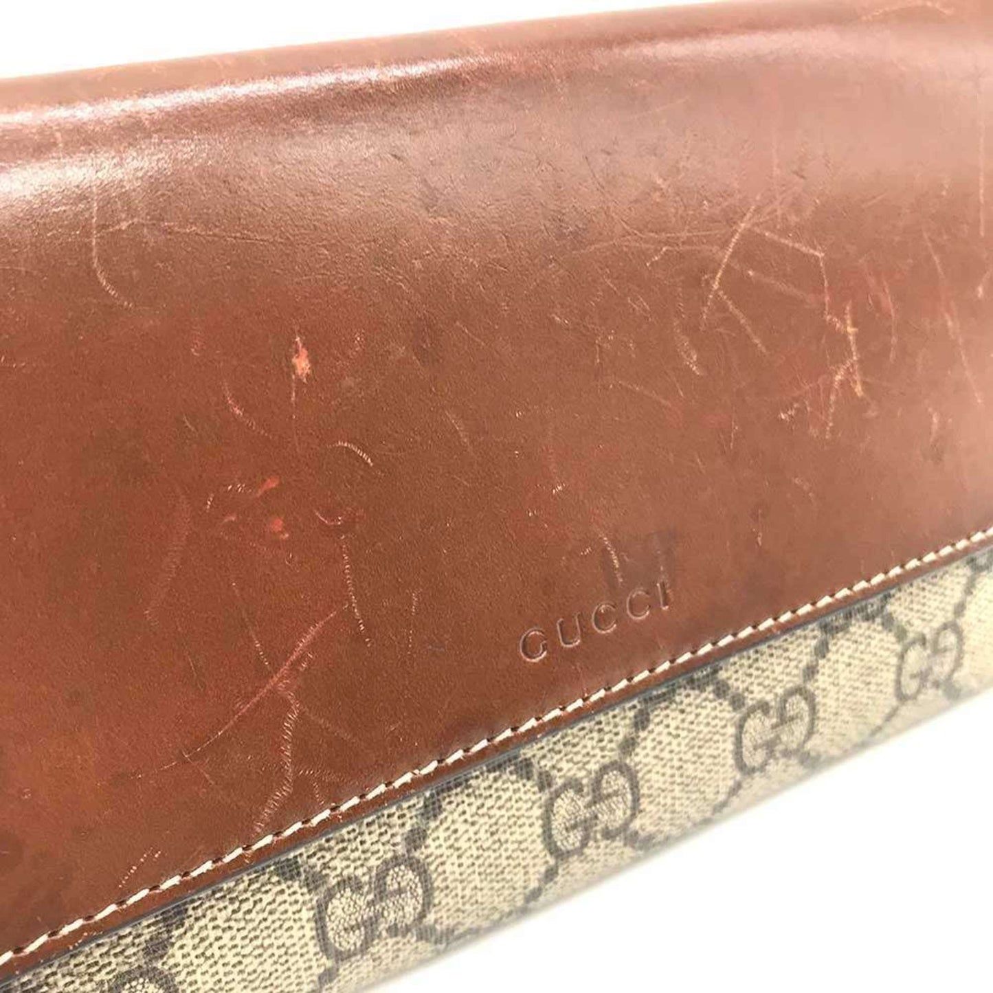 Gucci Brown Gg Supreme Leather Long Wallet (Bi-Fold)