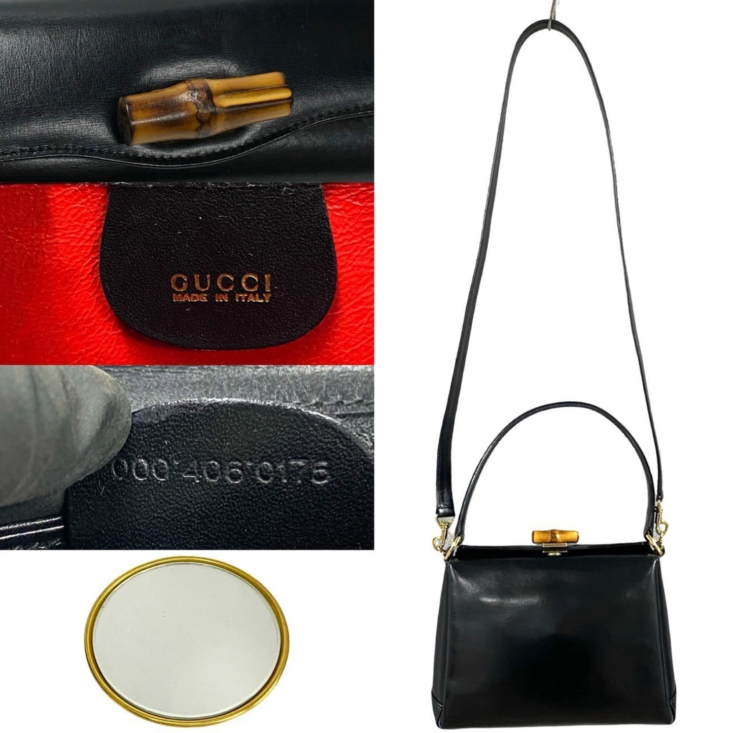 Gucci Black Leather Handbag Shoulder Bag