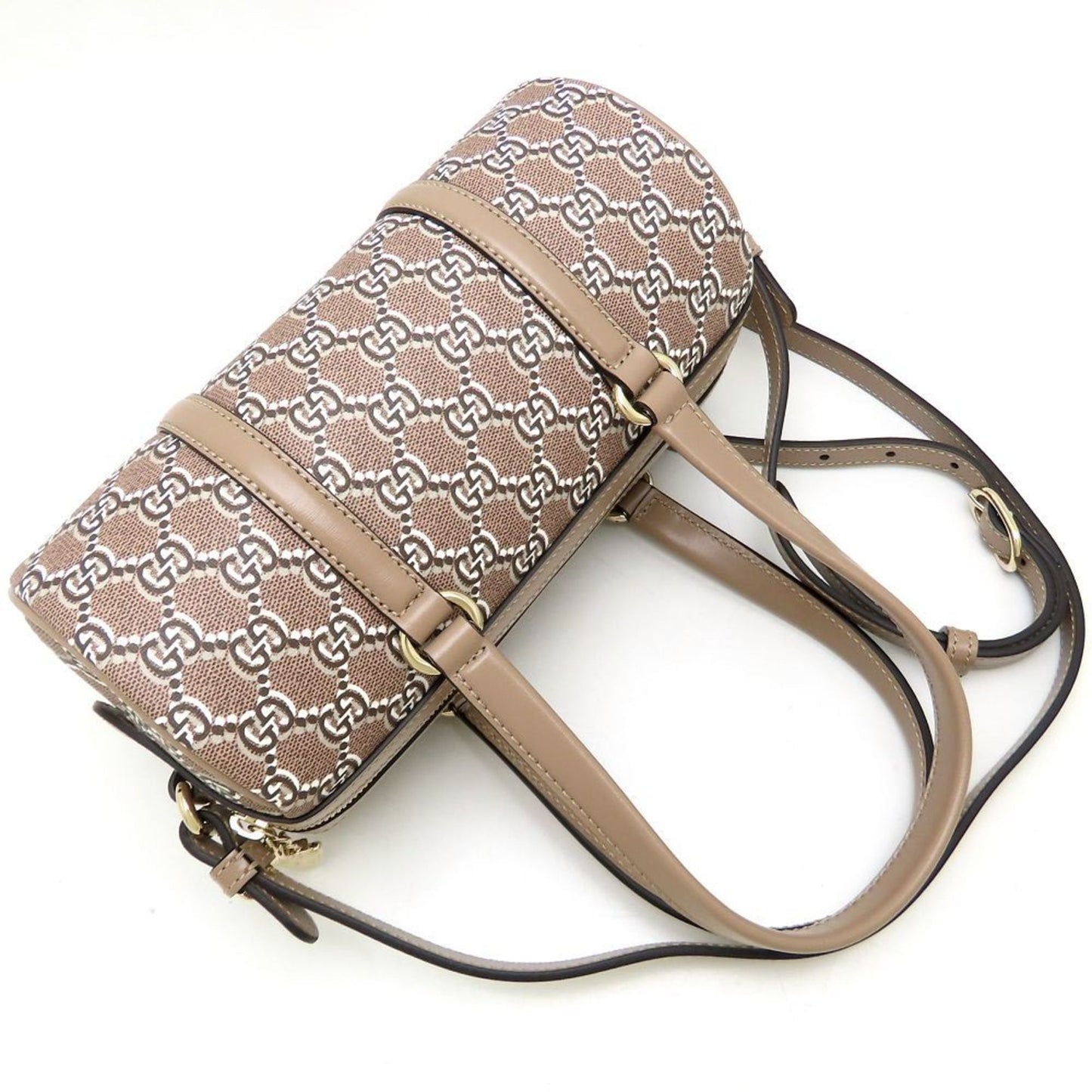 Gucci Gold Gg Canvas Leather Shoulder Bag