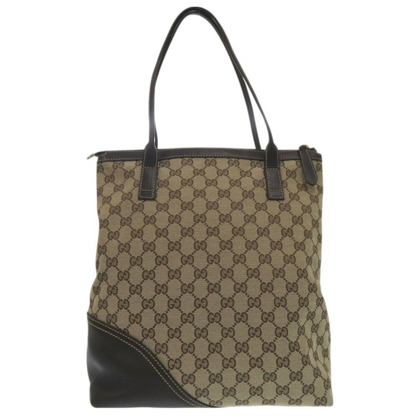 Gucci Beige Gg Canvas Leather Shoulder Bag Tote Bag