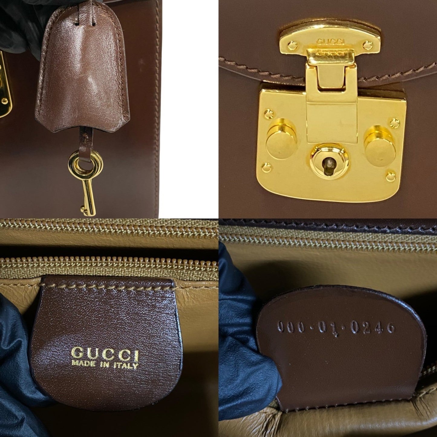 Gucci Brown Leather Handbag Tote Bag