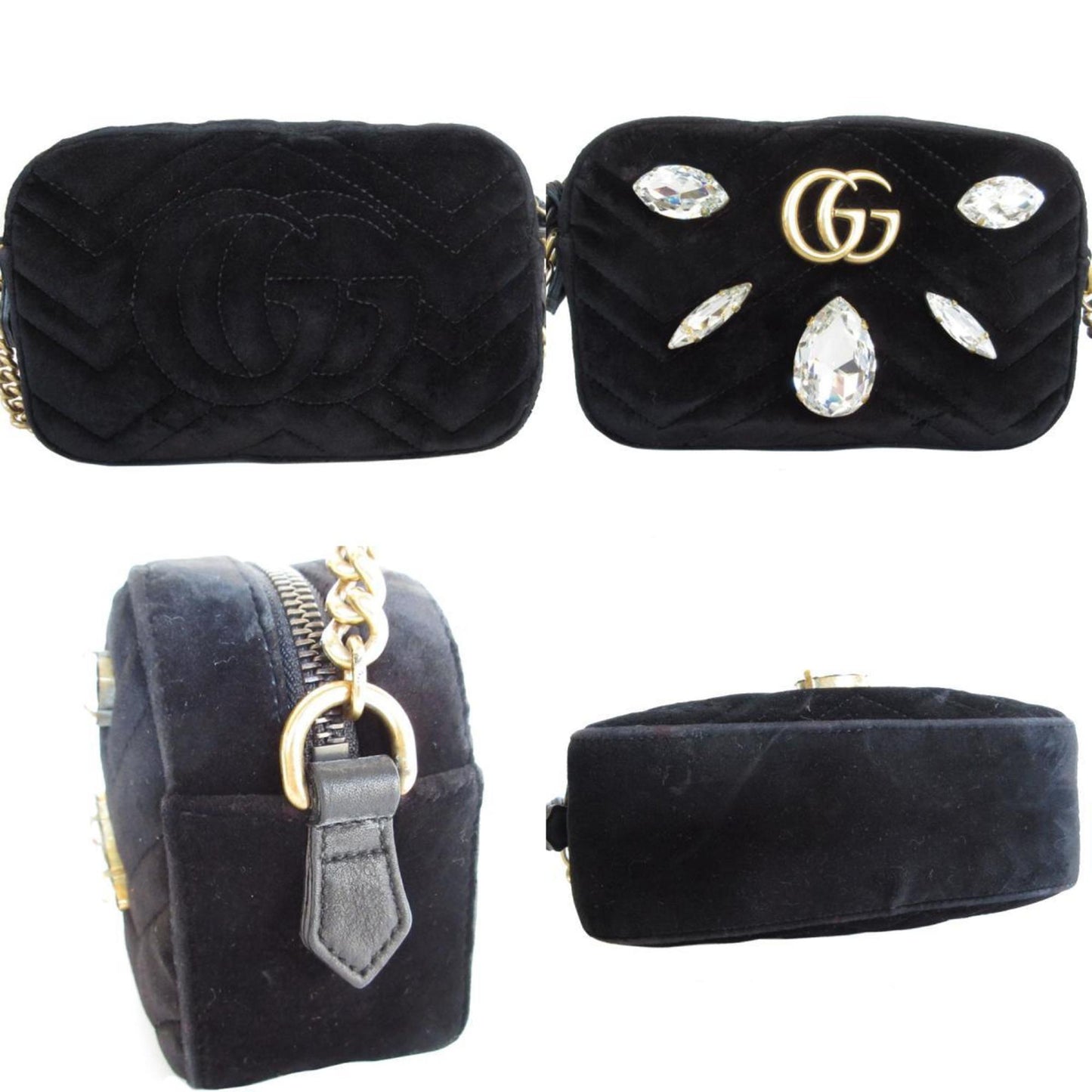 Gucci Black Velvet Shoulder Bag