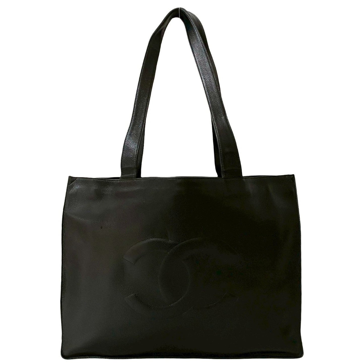 Chanel Black Grained Calfskin Shoulder Bag Tote Bag