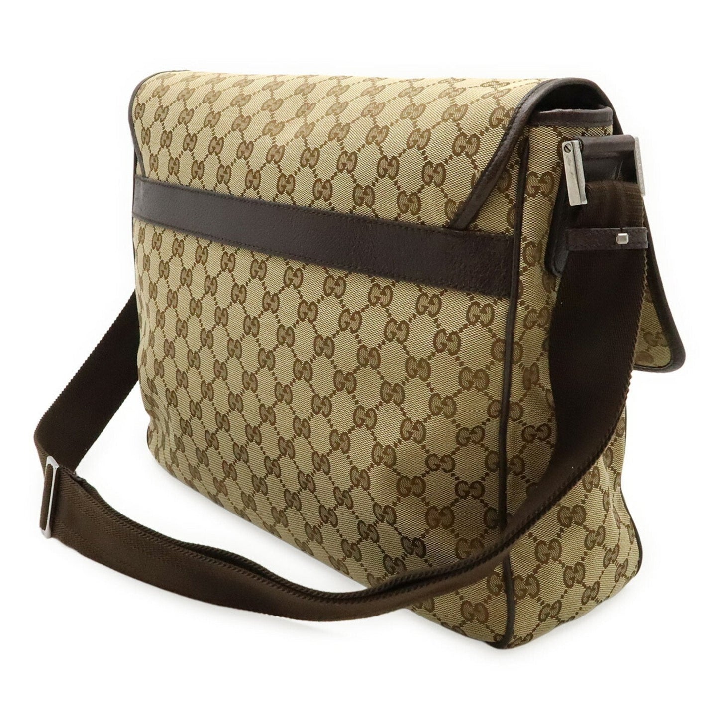Gucci Beige Dark Brown Khaki Gg Canvas Leather Shoulder Bag
