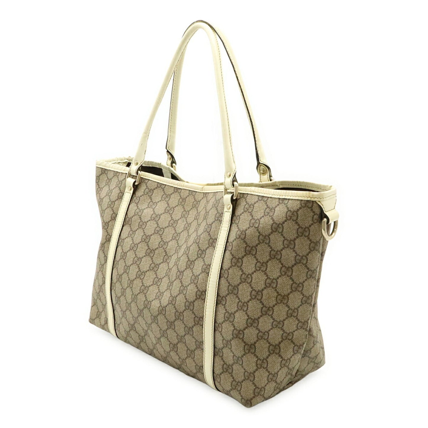 Gucci Dark Beige Ivory Gg Supreme Patent Leather Shoulder Bag Tote Bag