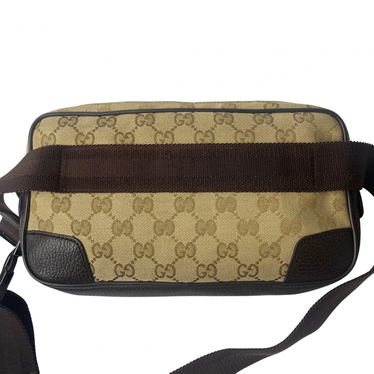 Gucci Brown Canvas Leather Pouch Sling Bag