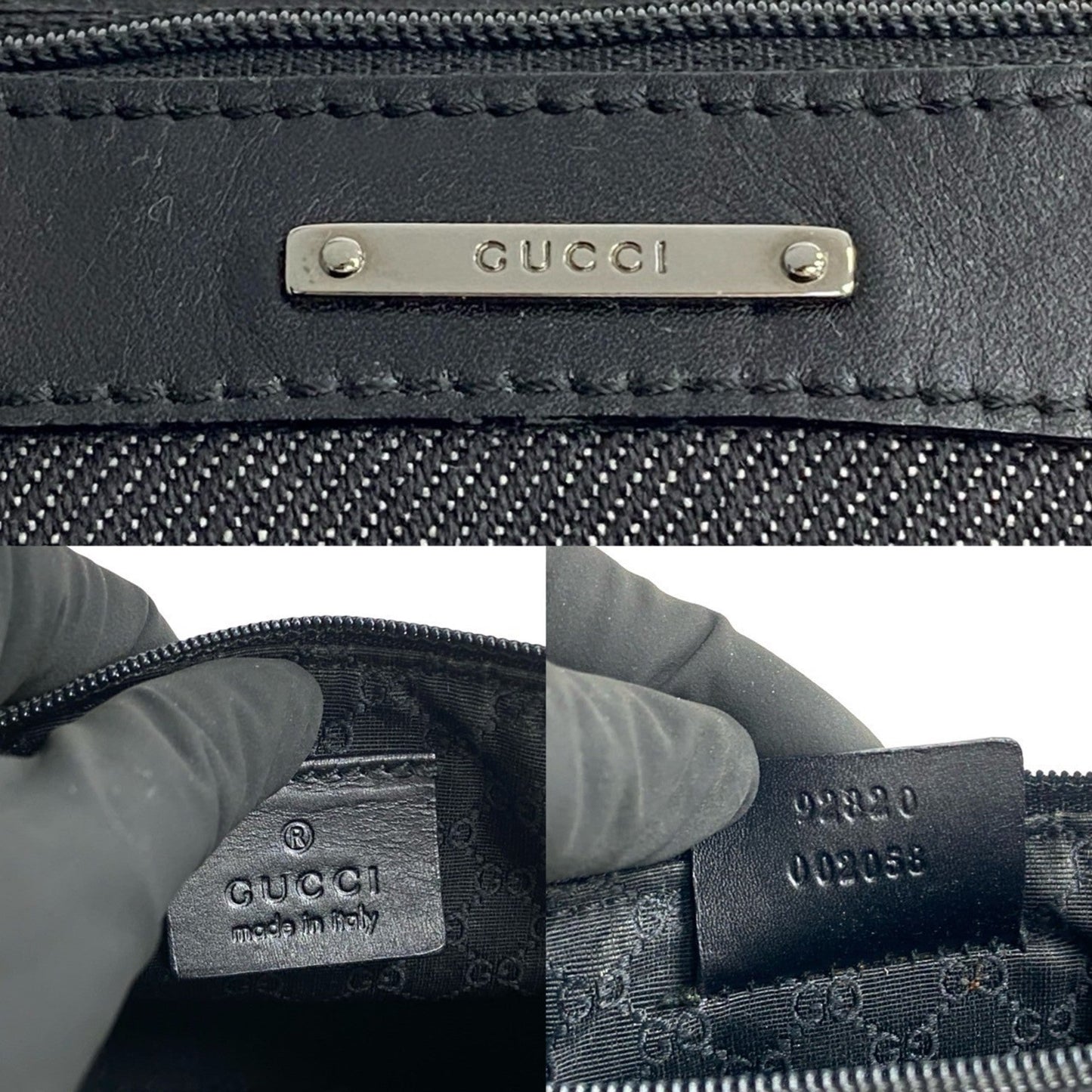 Gucci Black Green Red Color Leather Denim Handbag Shoulder Bag