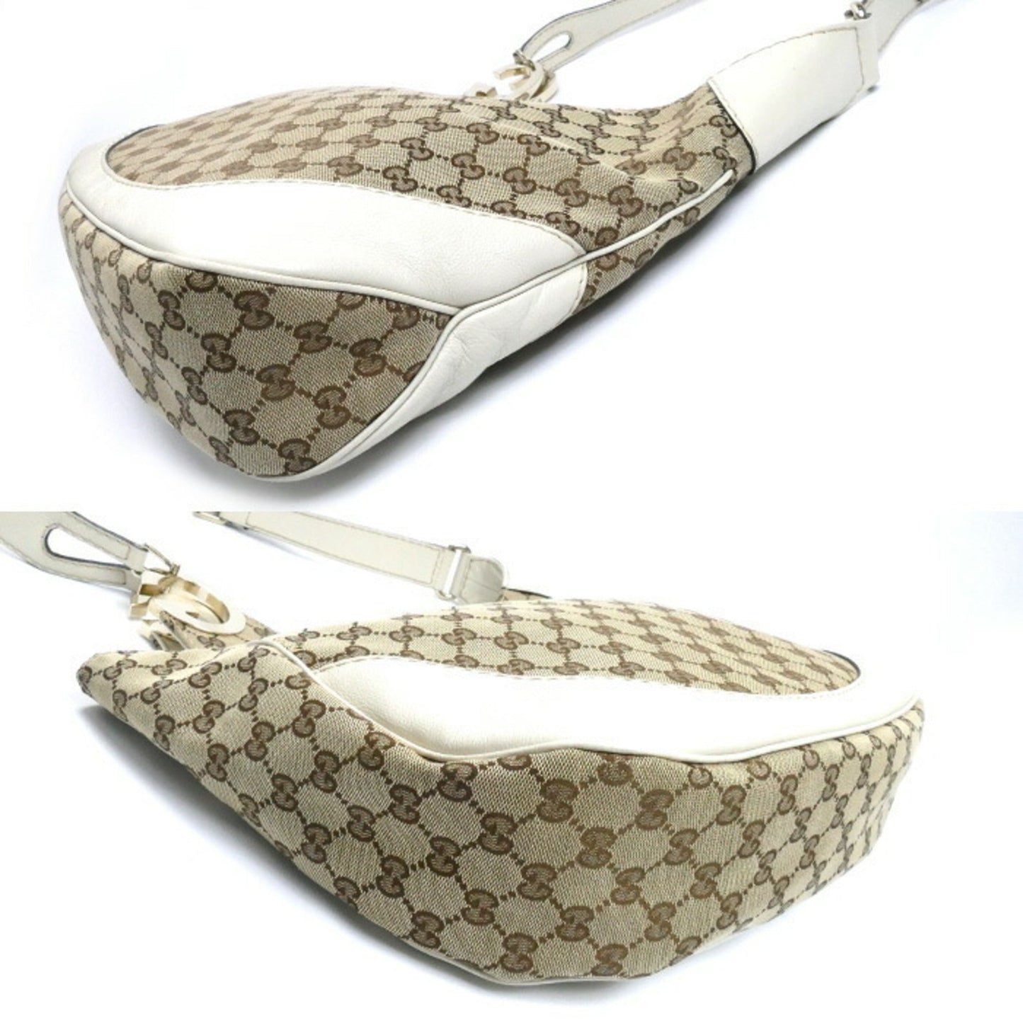Gucci Beige White Gg Canvas Shoulder Bag