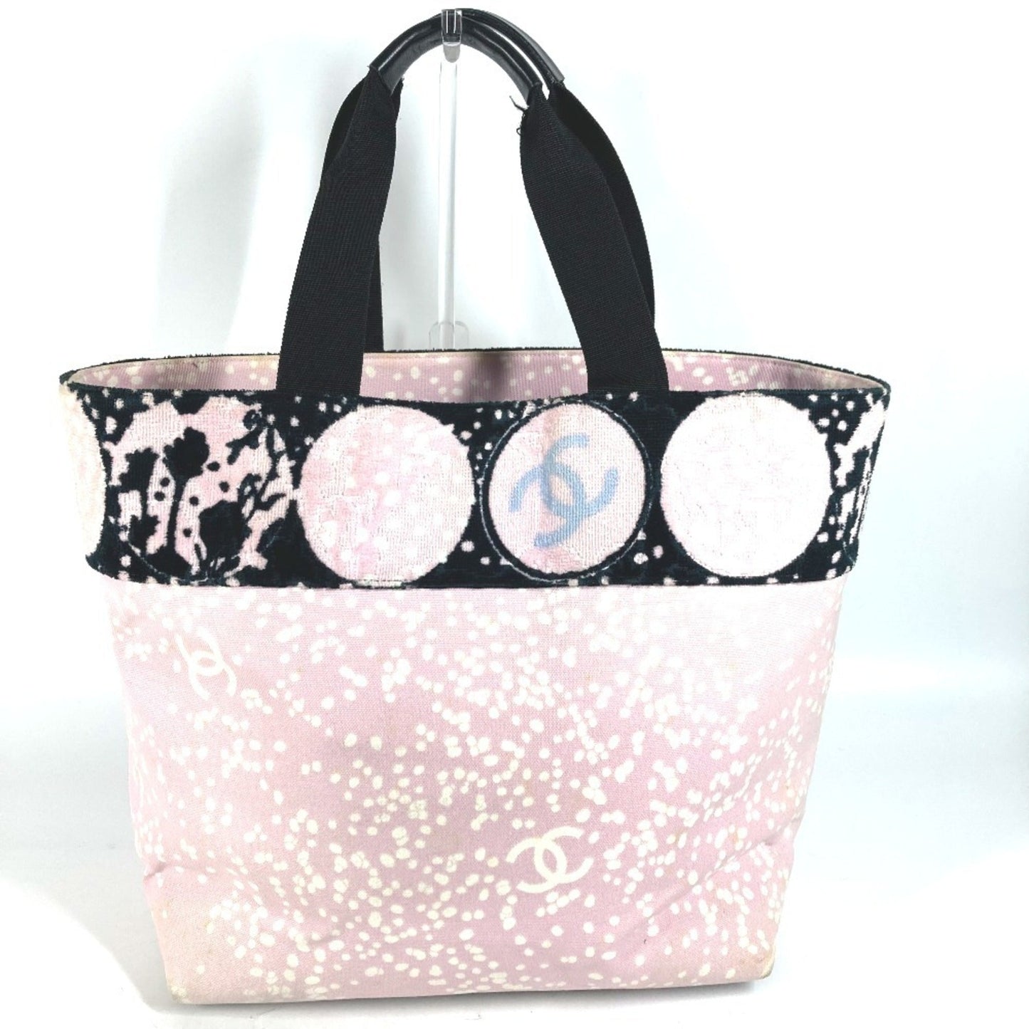 Chanel Black Pink Cotton Shoulder Bag Tote Bag