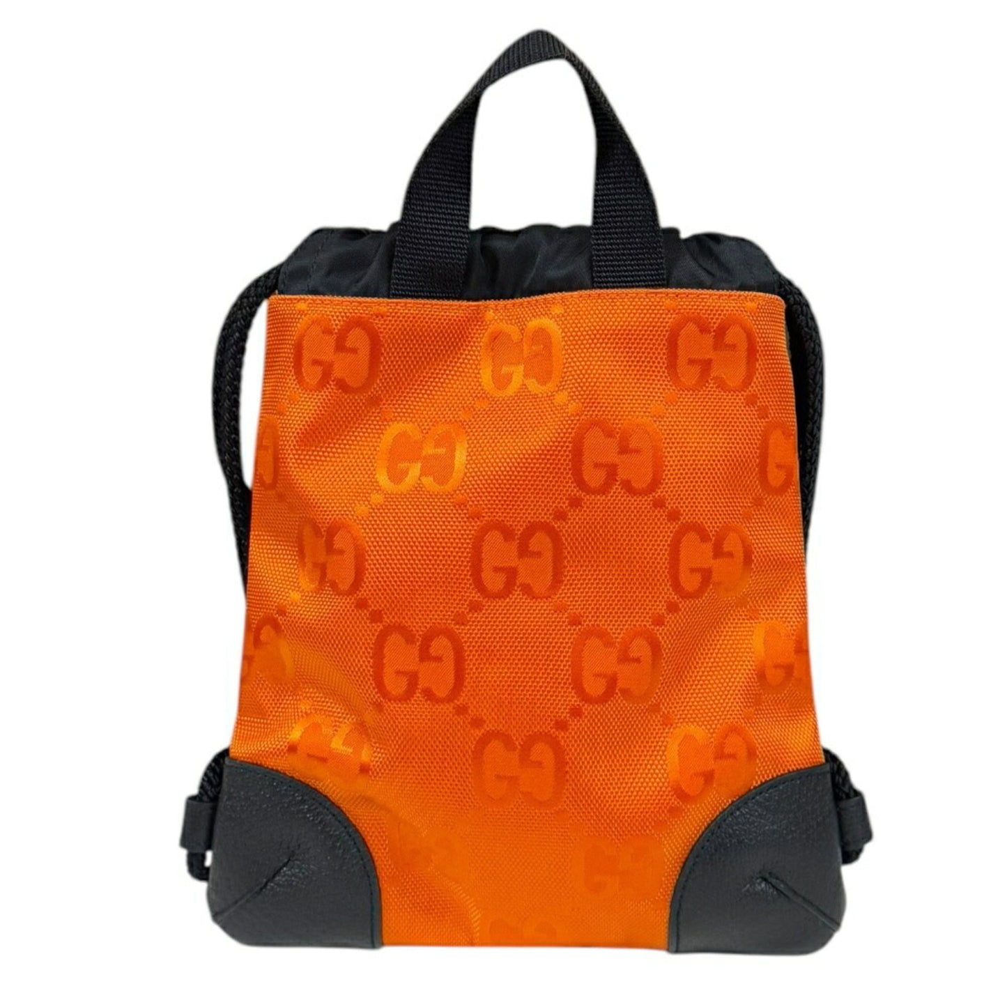 Gucci Black Orange Nylon Leather Backpack