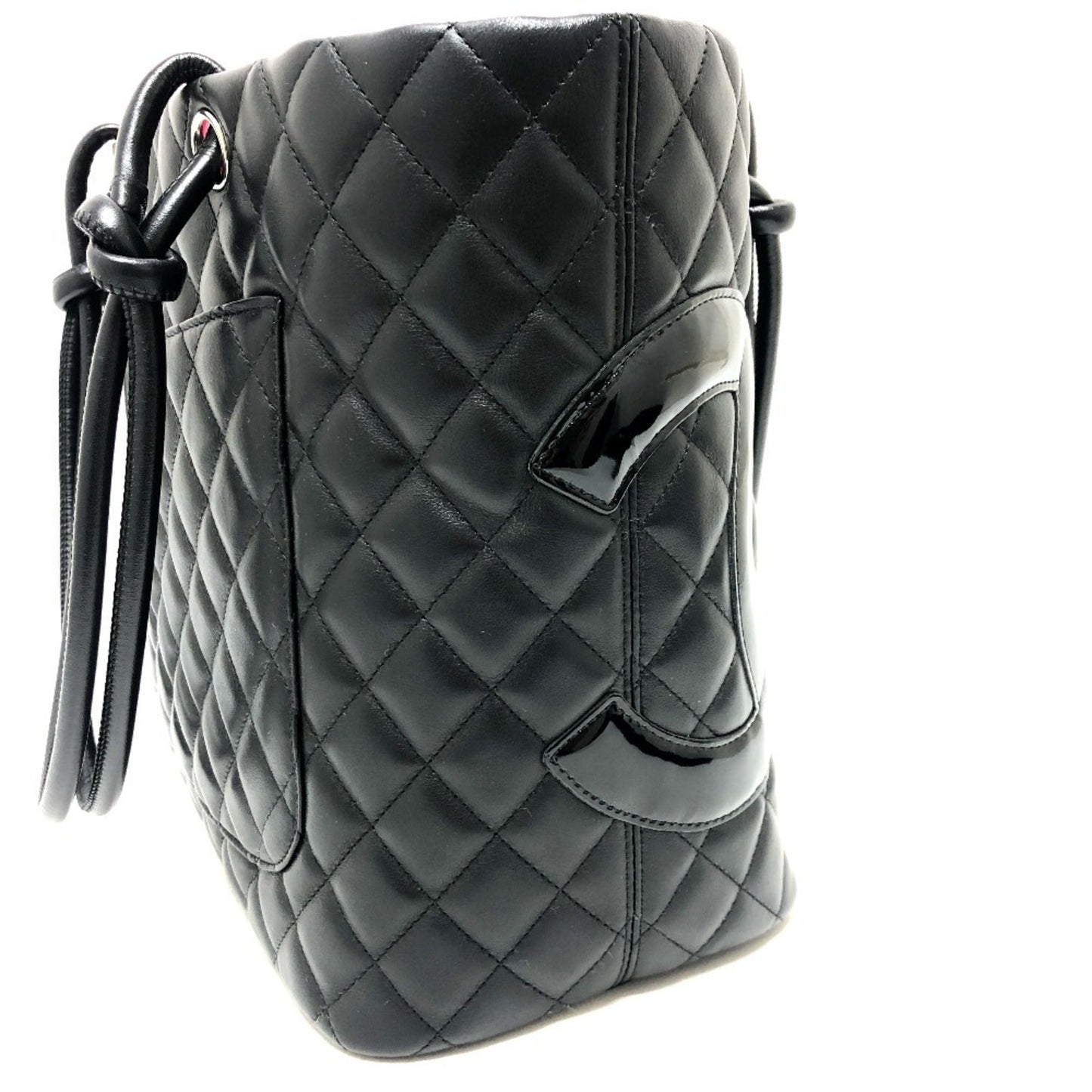 Chanel Ligne Cambon Black Pink Leather Tote Bag