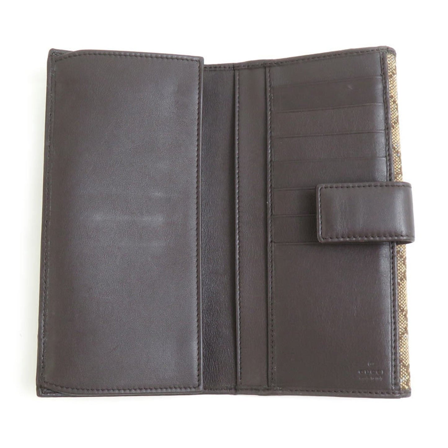 Gucci Beige Blue Brown Canvas Long Wallet (Bi-Fold)