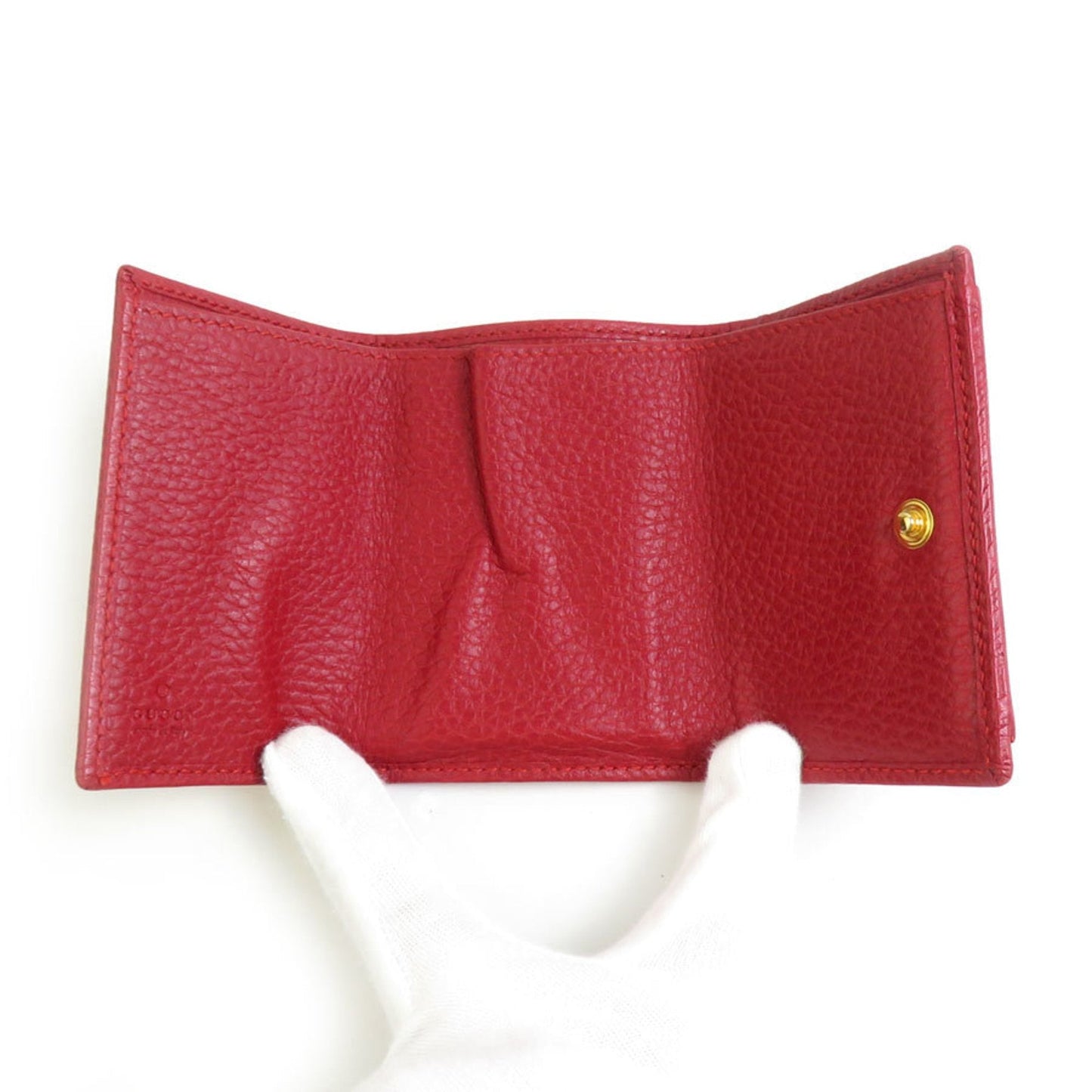 Gucci Red Color Leather Wallet (Tri-Fold)