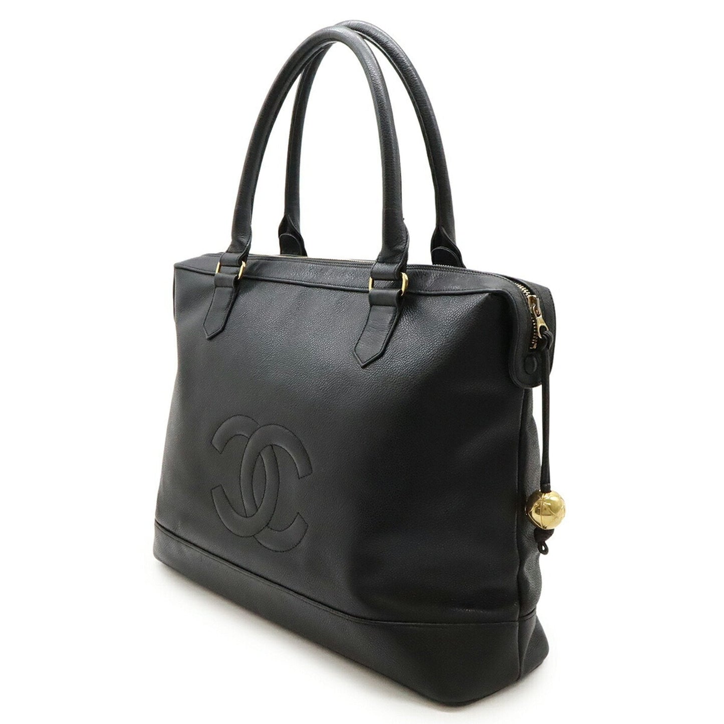 Chanel Black Grained Calfskin Handbag Tote Bag