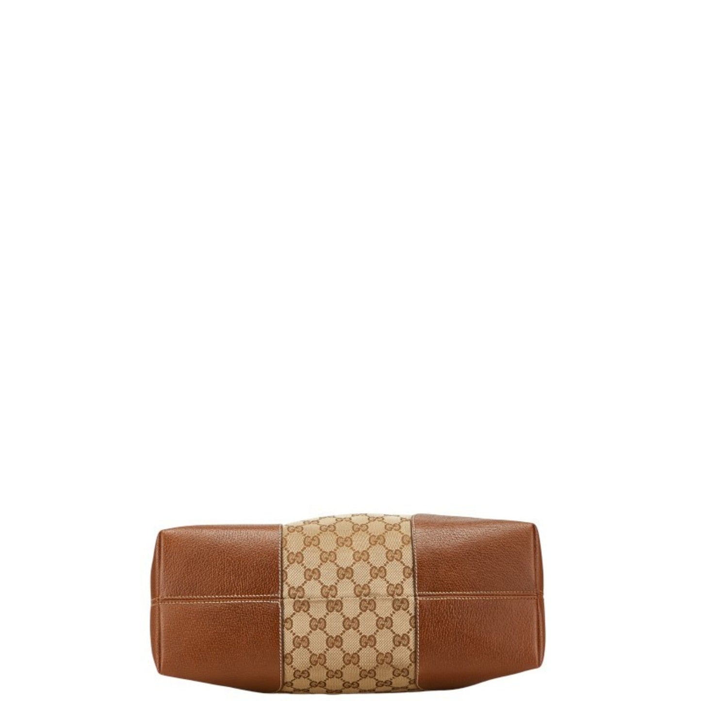 Gucci Gg Canvas Beige Brown Gg Canvas Leather Handbag Tote Bag