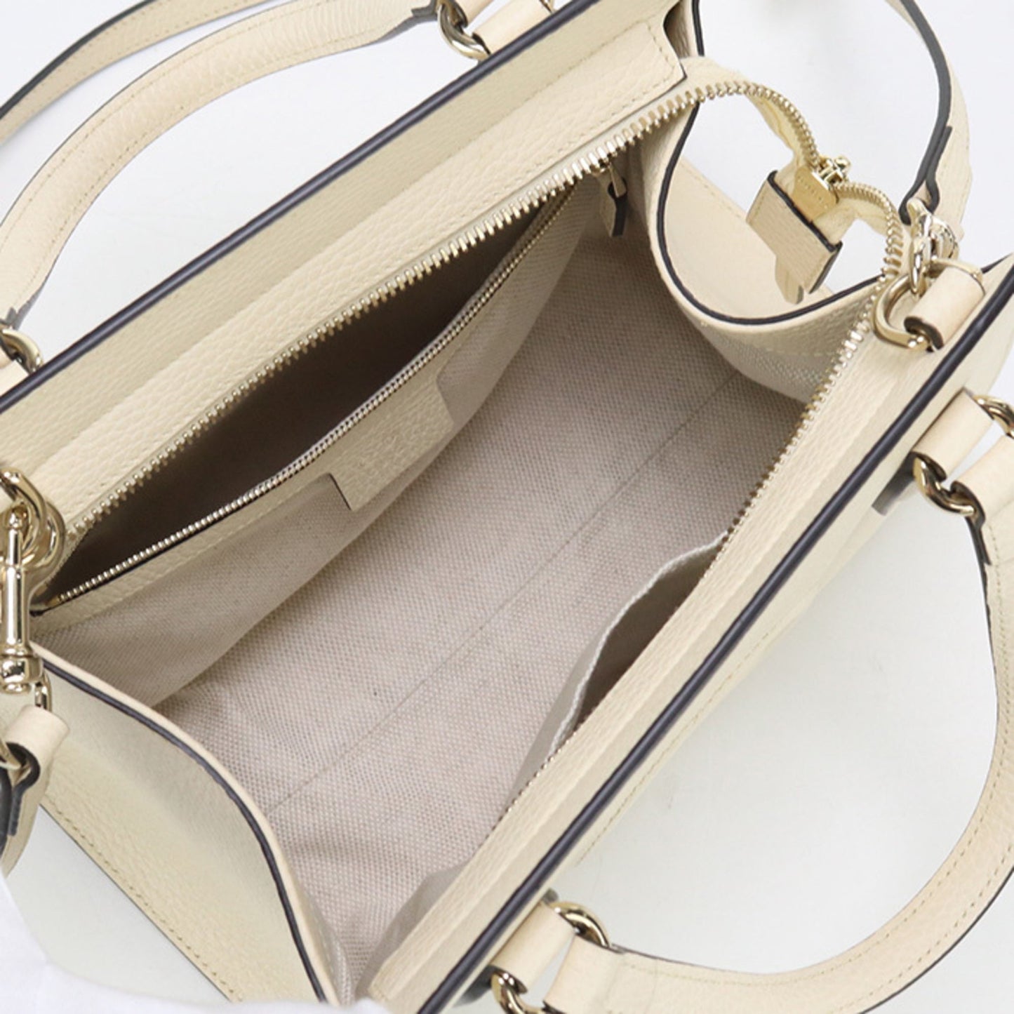 Gucci White Leather Tote Bag