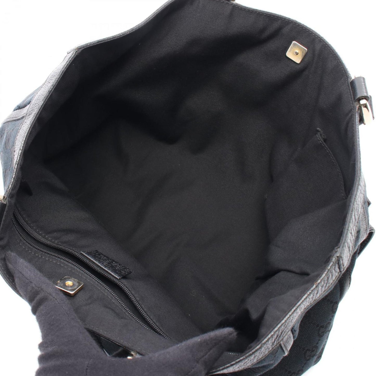 Gucci Abbey Black Canvas Leather Tote Bag