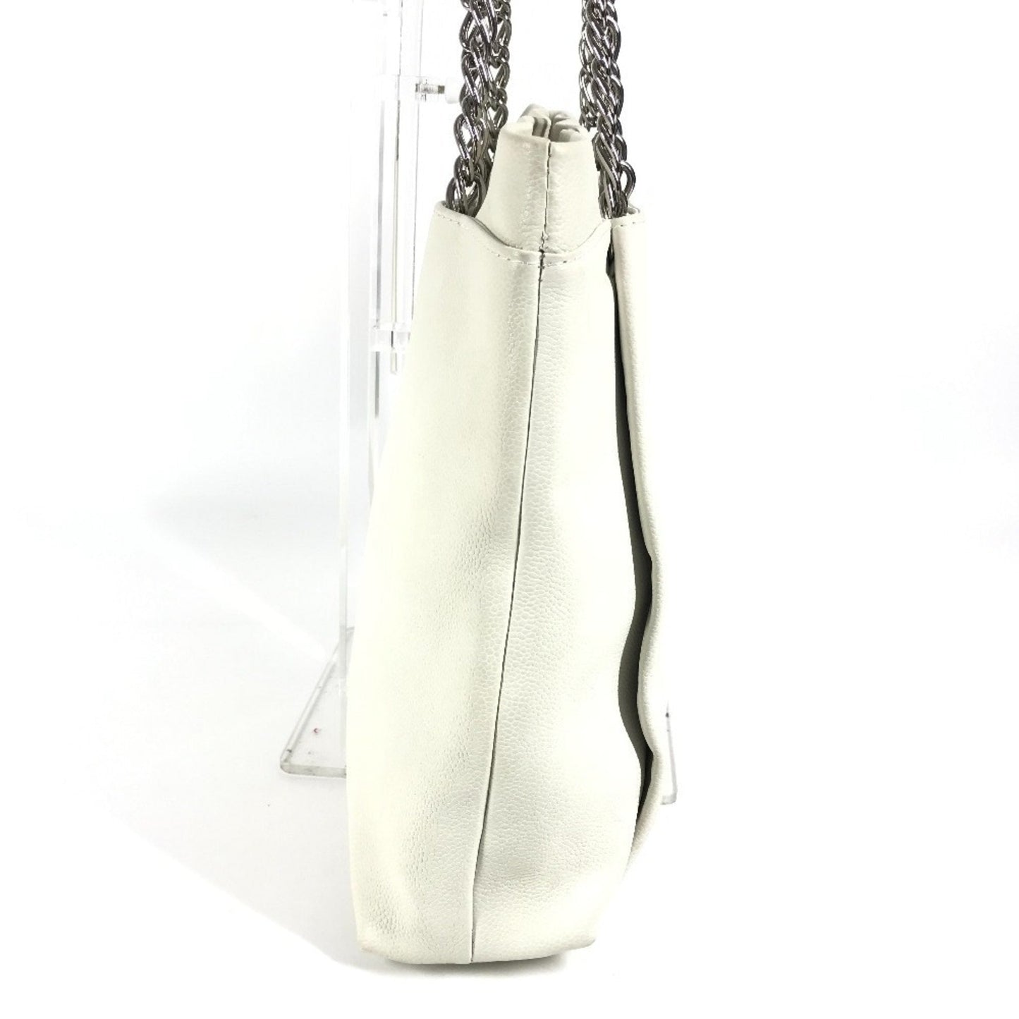 Chanel White Grained Calfskin Shoulder Bag Tote Bag