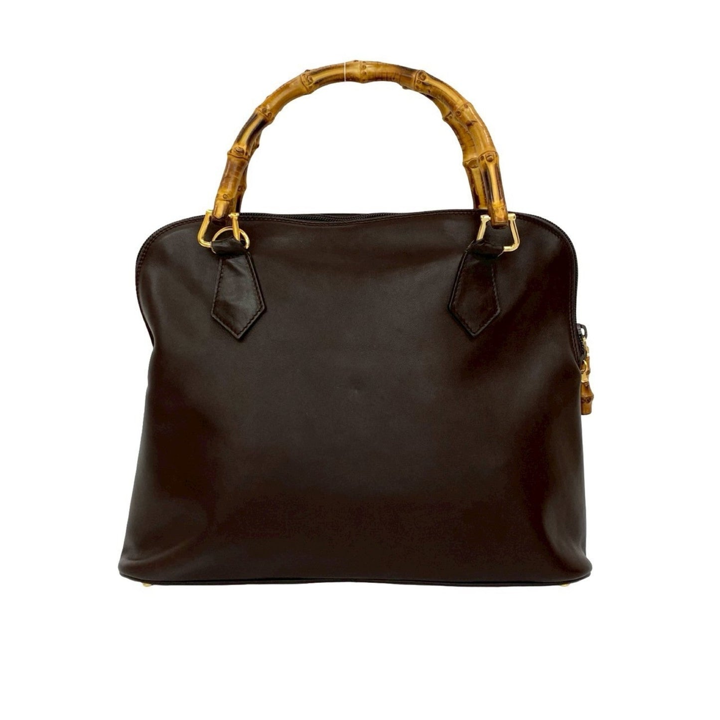 Gucci Brown Leather Bamboo Boston Bag Handbag Shoulder Bag