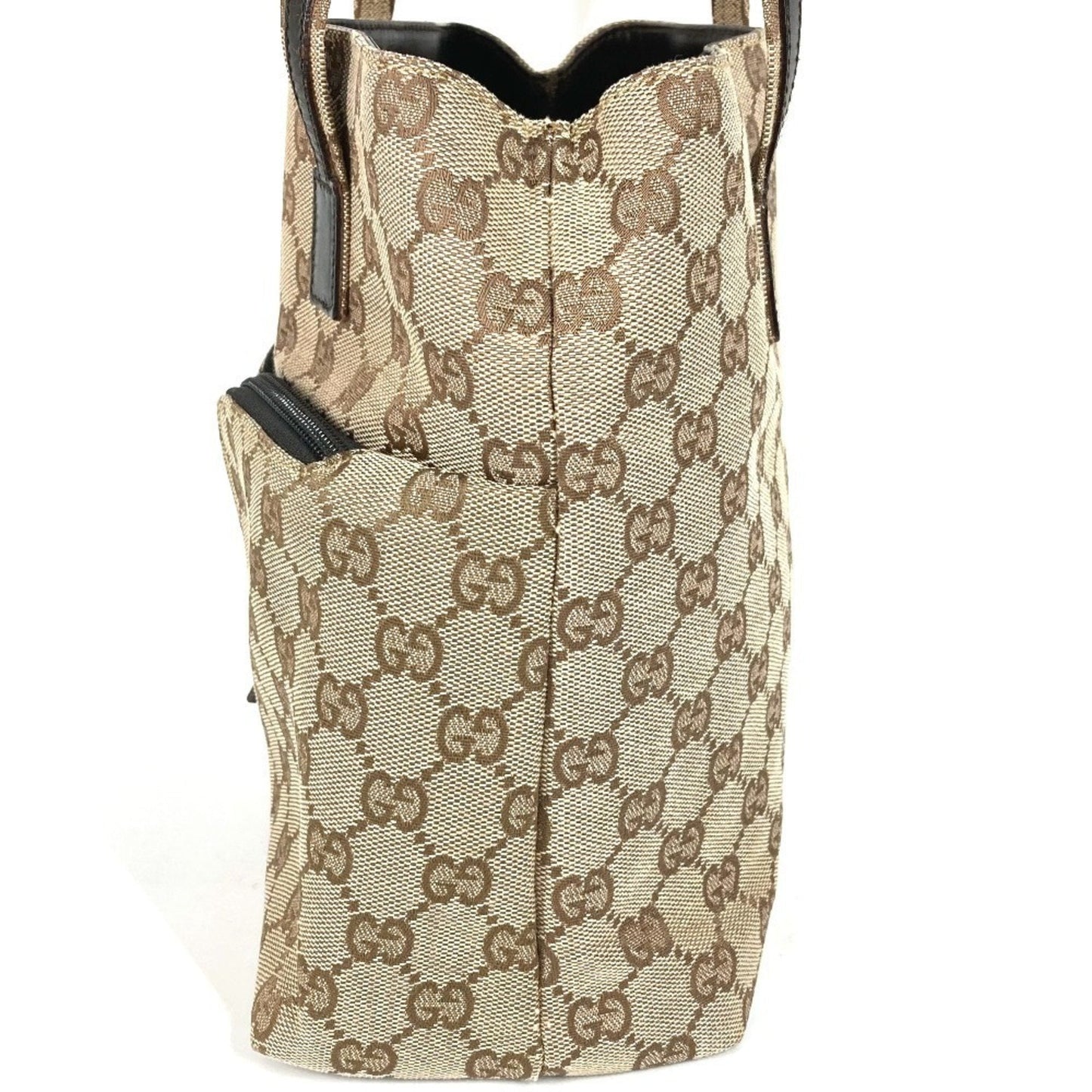 Gucci Gg Canvas Beige Dark Brown Gg Canvas Handbag Tote Bag